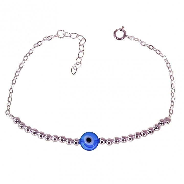 Pulsera Ojo Turco con bolas 3,5mm de Plata de ley 925